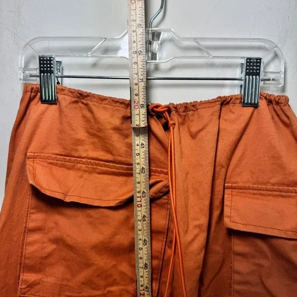 Akira Y3K Utility Chic Guardian Cargo Maxi Skirt S Orange String Elastic Waist - Picture 10 of 11